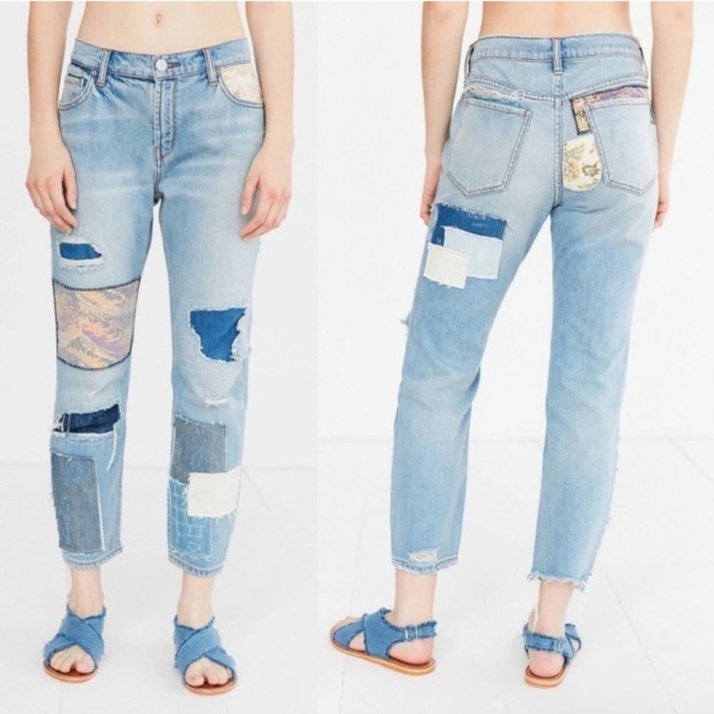 Urban Outfitters BDG Slim Boyfriend Indigo Patchwork Jean